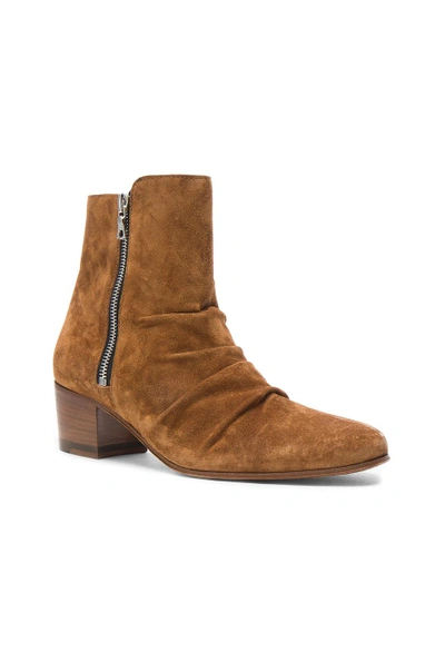 Shop Amiri Suede Stack Boots In Brown
