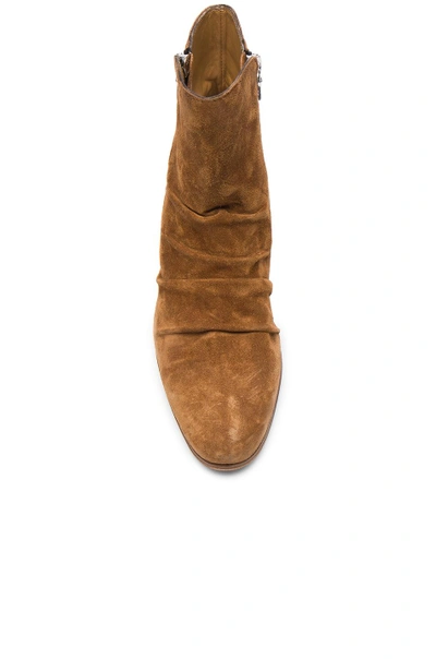 Shop Amiri Suede Stack Boots In Brown