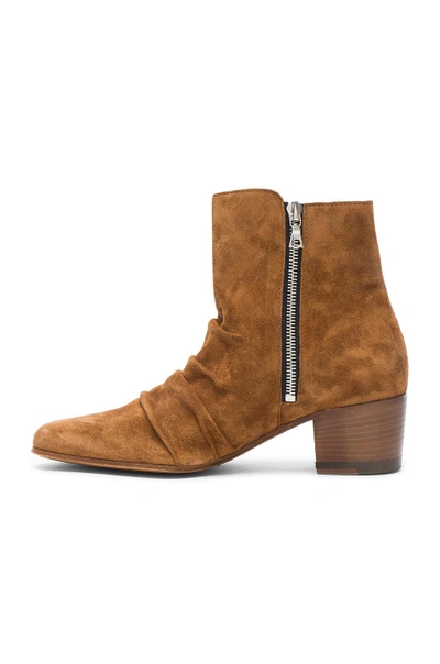 Shop Amiri Suede Stack Boots In Brown