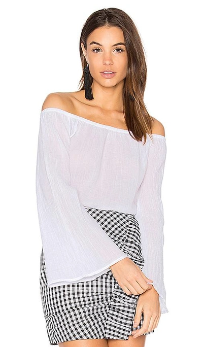 Shop Bobi Gauze Off Shoulder Top In White