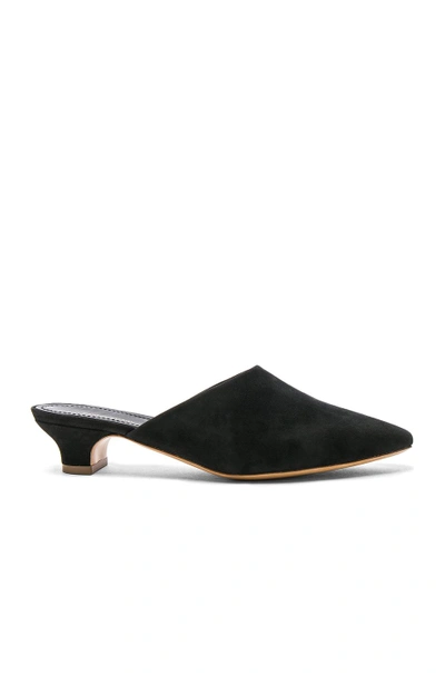 Shop Mansur Gavriel Suede Elegant Slides In Black