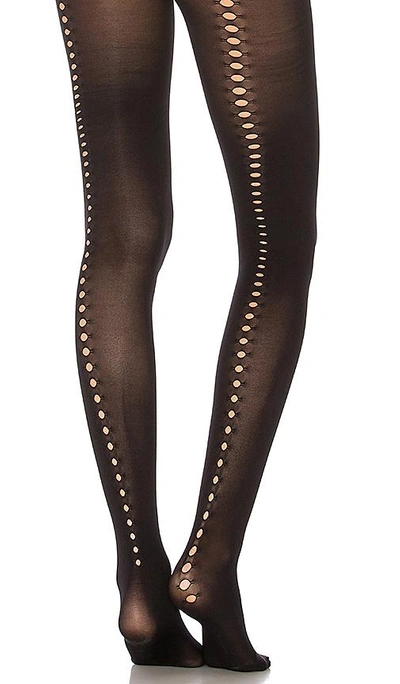 Shop Pretty Polly Cut Out Backseam Tights In Black