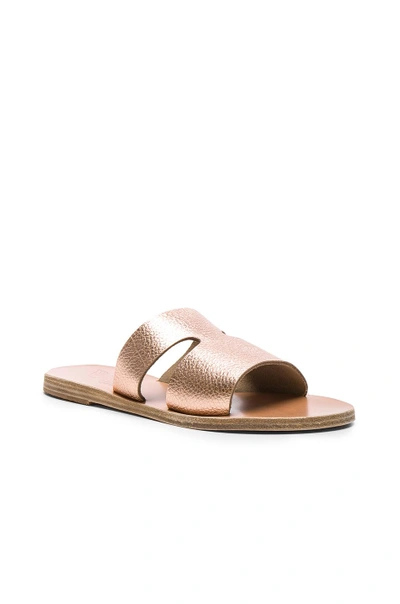 Shop Ancient Greek Sandals Metallic Leather Apteros Sandals In Pink,metallics