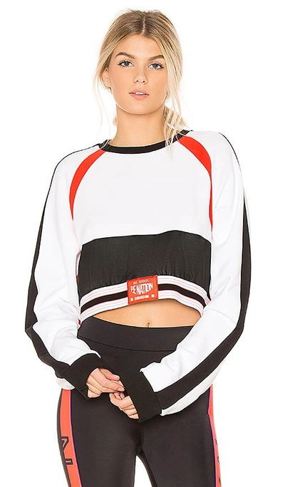 Shop P.e Nation The Cannibal Cropped Sweatshirt In White