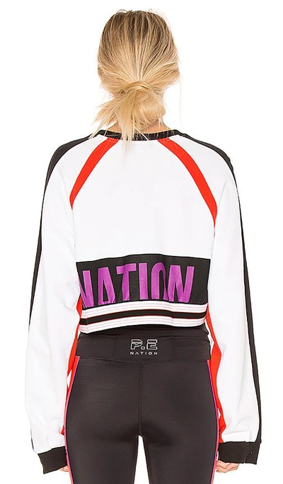 Shop P.e Nation The Cannibal Cropped Sweatshirt In White