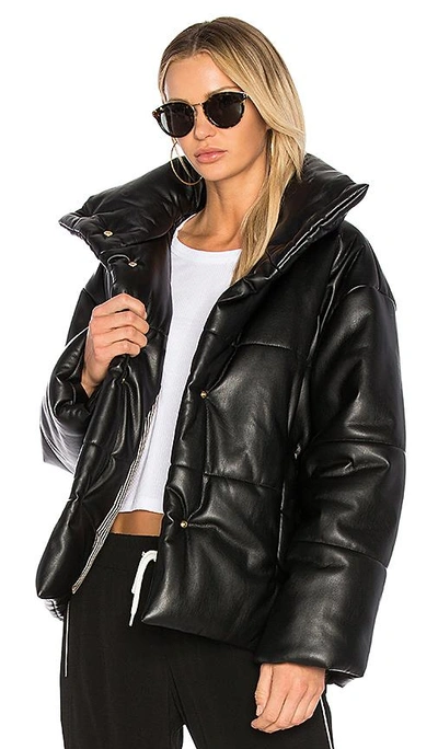 Nanushka Hide Quilted Padded Vegan Leather Jacket In Black