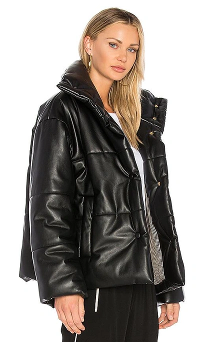 Nanushka Hide Quilted Padded Vegan Leather Jacket In Black