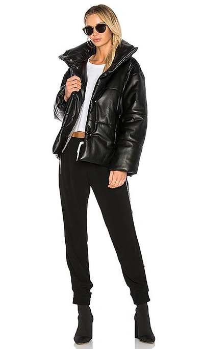 Nanushka Hide Quilted Padded Vegan Leather Jacket In Black