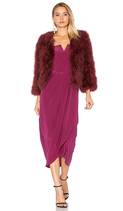 Shop Yumi Kim Away We Go Fur Jacket In Burgundy