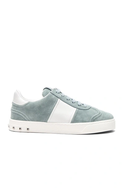 Shop Valentino Suede Fly Crew Sneakers In Blue