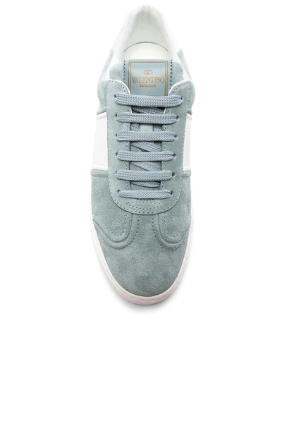 Shop Valentino Suede Fly Crew Sneakers In Blue