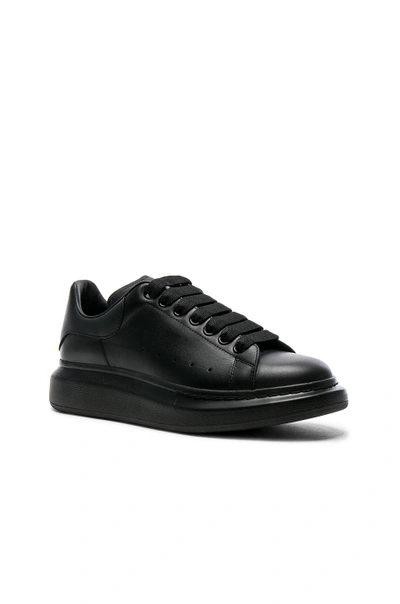 Shop Alexander Mcqueen Leather Platform Sneakers In Black