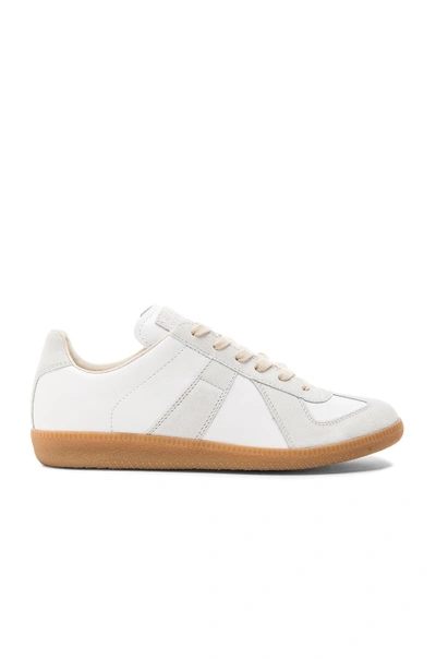 Maison Margiela Off White Leather And Grey Suede Replica Sneakers In White