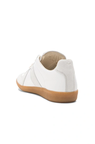 Maison Margiela Off White Leather And Grey Suede Replica Sneakers In White