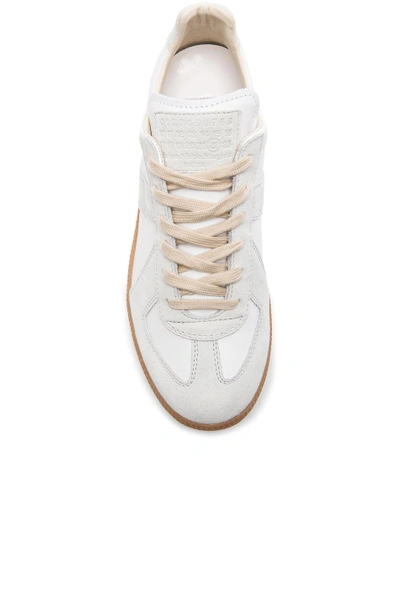 Maison Margiela Off White Leather And Grey Suede Replica Sneakers In White