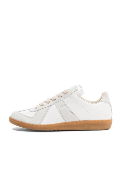 Maison Margiela Off White Leather And Grey Suede Replica Sneakers In White