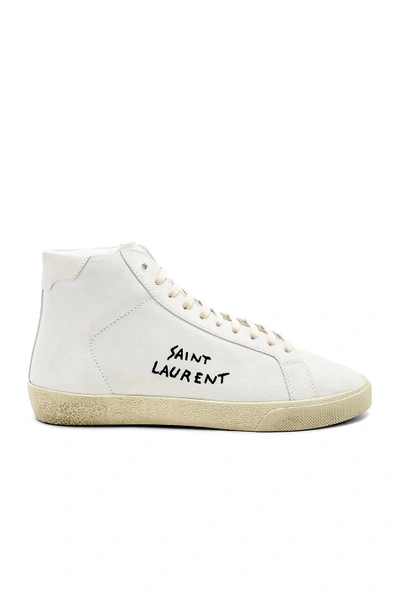 Shop Saint Laurent Suede Sl/06 Signature Mid-tops In White