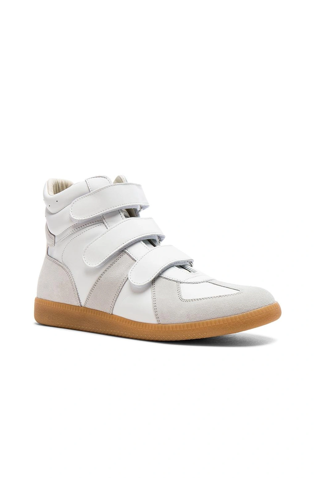 Maison Margiela Men s Triple strap Leather Suede High top Sneakers White In Amber White ModeSens