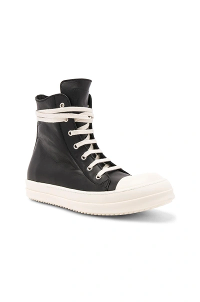 Shop Rick Owens Leather Sneakers In Black