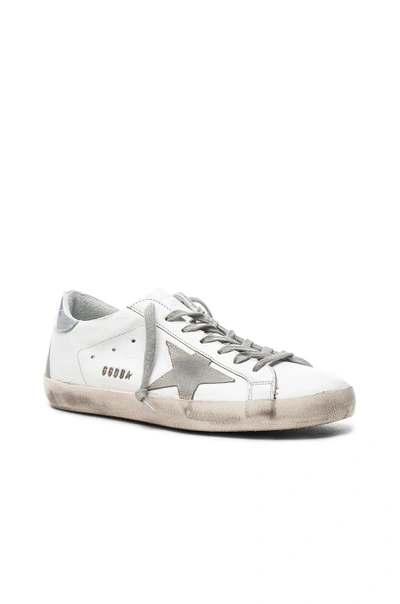 Shop Golden Goose Leather Superstar Low Sneakers In White & Silver
