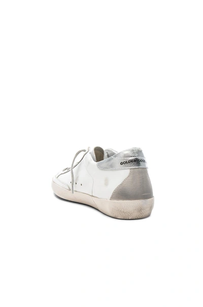 Shop Golden Goose Leather Superstar Low Sneakers In White & Silver