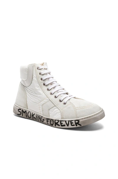 Shop Saint Laurent Smoking Forever High Top Sneakers In White