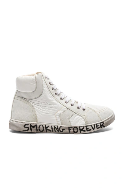 Shop Saint Laurent Smoking Forever High Top Sneakers In White