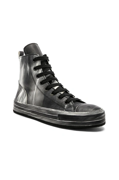 Shop Ann Demeulemeester Leather Hi-top Sneakers In Black