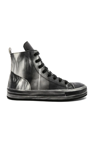 Shop Ann Demeulemeester Leather Hi-top Sneakers In Black
