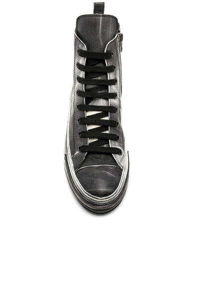 Shop Ann Demeulemeester Leather Hi-top Sneakers In Black