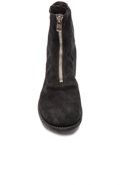 Shop Guidi Stag Suede Zipper Boots In Black