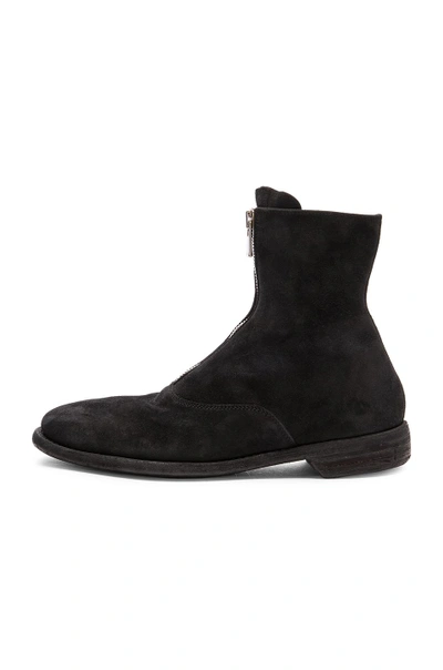 Shop Guidi Stag Suede Zipper Boots In Black