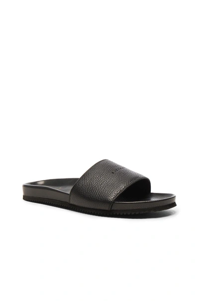 Shop Buscemi Leather Classic Slide Sandals In Black