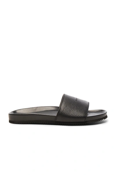 Shop Buscemi Leather Classic Slide Sandals In Black