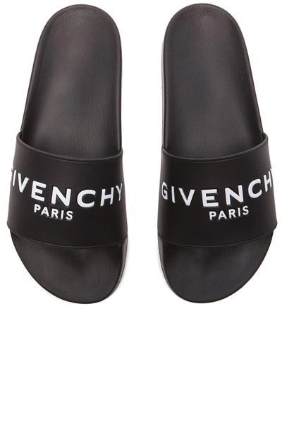 Givenchy Black Flat Slides With Logo In Polyurethane Man In Black