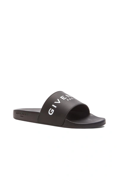 Givenchy Black Flat Slides With Logo In Polyurethane Man In Black