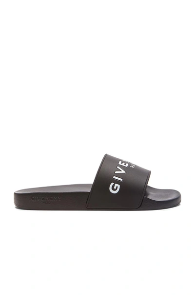 Givenchy Black Flat Slides With Logo In Polyurethane Man In Black