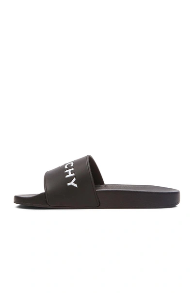 Givenchy Black Flat Slides With Logo In Polyurethane Man In Black
