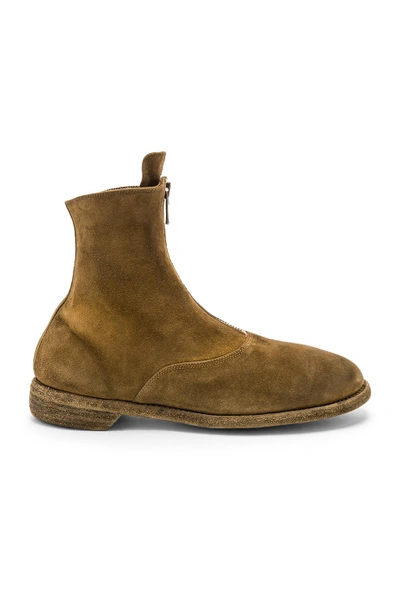 Shop Guidi Suede Stag Front Zip Boots In Brown