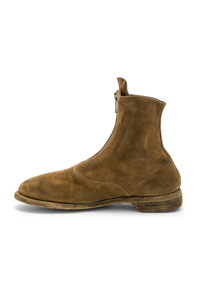 Shop Guidi Suede Stag Front Zip Boots In Brown