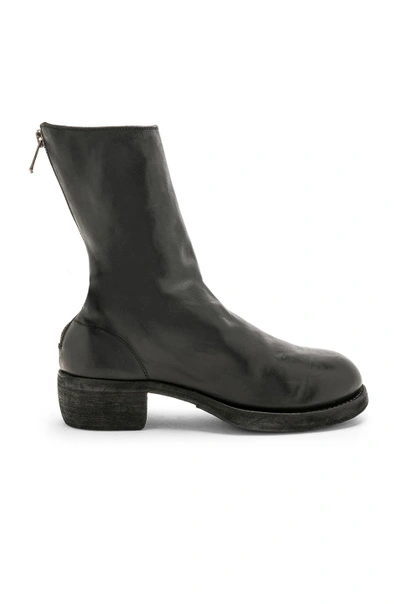 Shop Guidi Leather Horse Zip Back Boots In Black