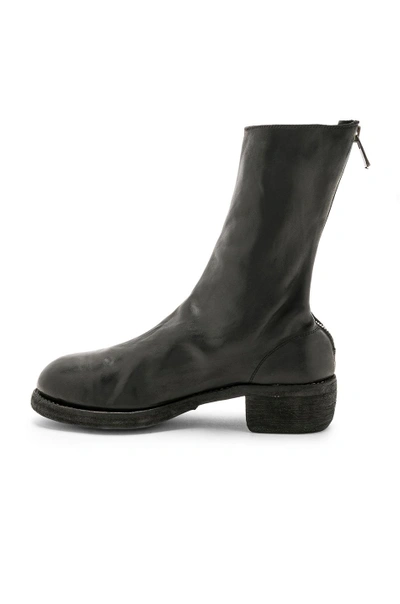 Shop Guidi Leather Horse Zip Back Boots In Black