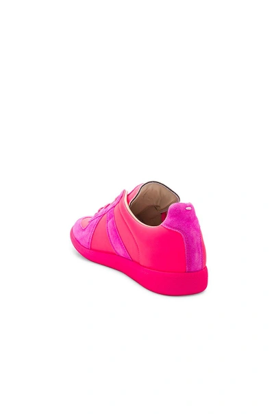 Shop Maison Margiela Leather Replica Sneakers In Pink,neon