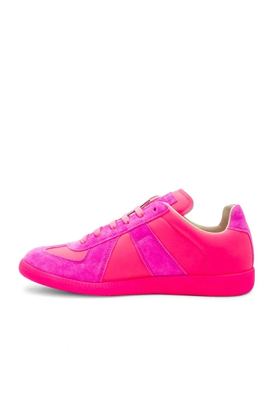 Shop Maison Margiela Leather Replica Sneakers In Pink,neon