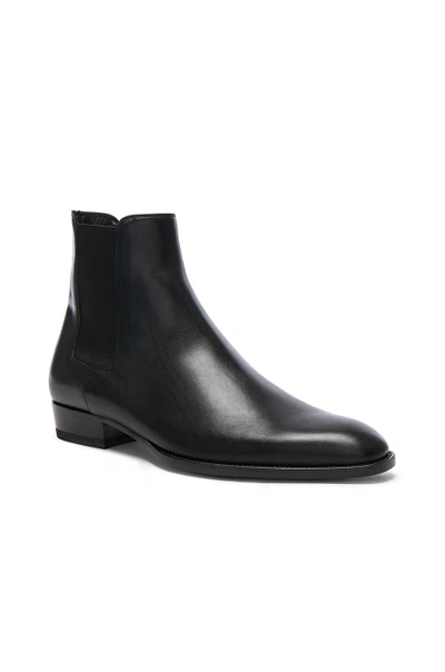 Shop Saint Laurent Leather Wyatt Chelsea Boots In Black