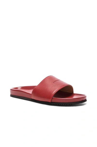 Shop Buscemi Classic Leather Slide Sandals In Red
