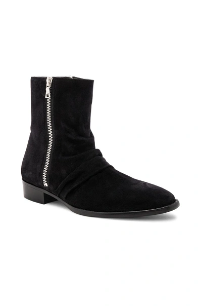 Shop Amiri Suede Skinny Stack Boots In Black