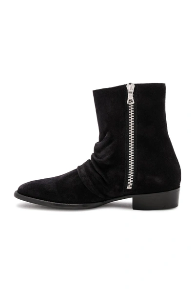 Shop Amiri Suede Skinny Stack Boots In Black