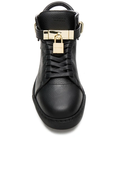 Shop Buscemi 100mm High Top Pebbled Leather Sneakers In Black