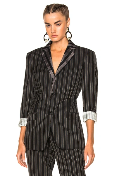 Shop Alexander Mcqueen Stripe Wool Blazer In Stripes,gray,black
